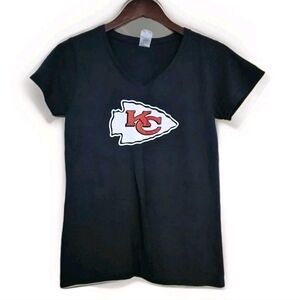 KC Chiefs NFL Football Women's Babydoll Tshirt Size Small Short Sleeve Black